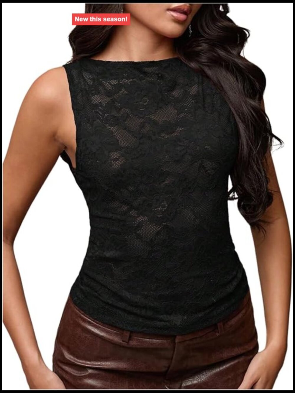 Y2K Lace Sheer Sleeveless Tank Top Slim Fit